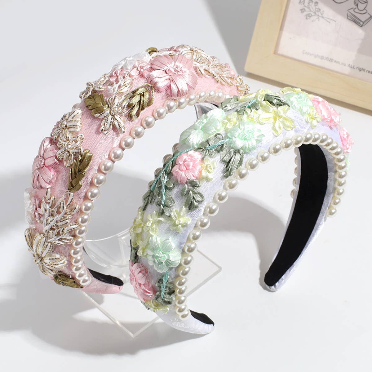 VERSATILE SPONGE IMITATION PEARL FLOWER HEADBAND