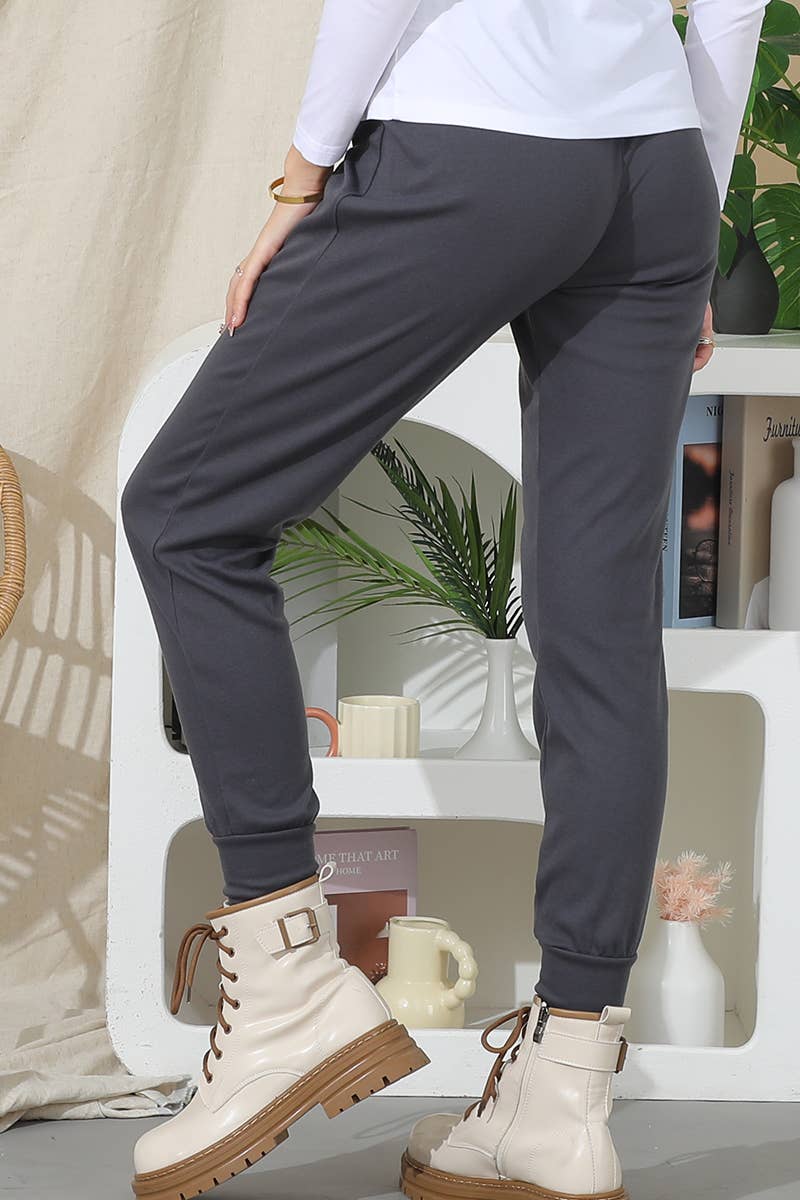 WOMEN DRAWSTRING SOLID COLOR CASUAL PANTS_CWBLP404
