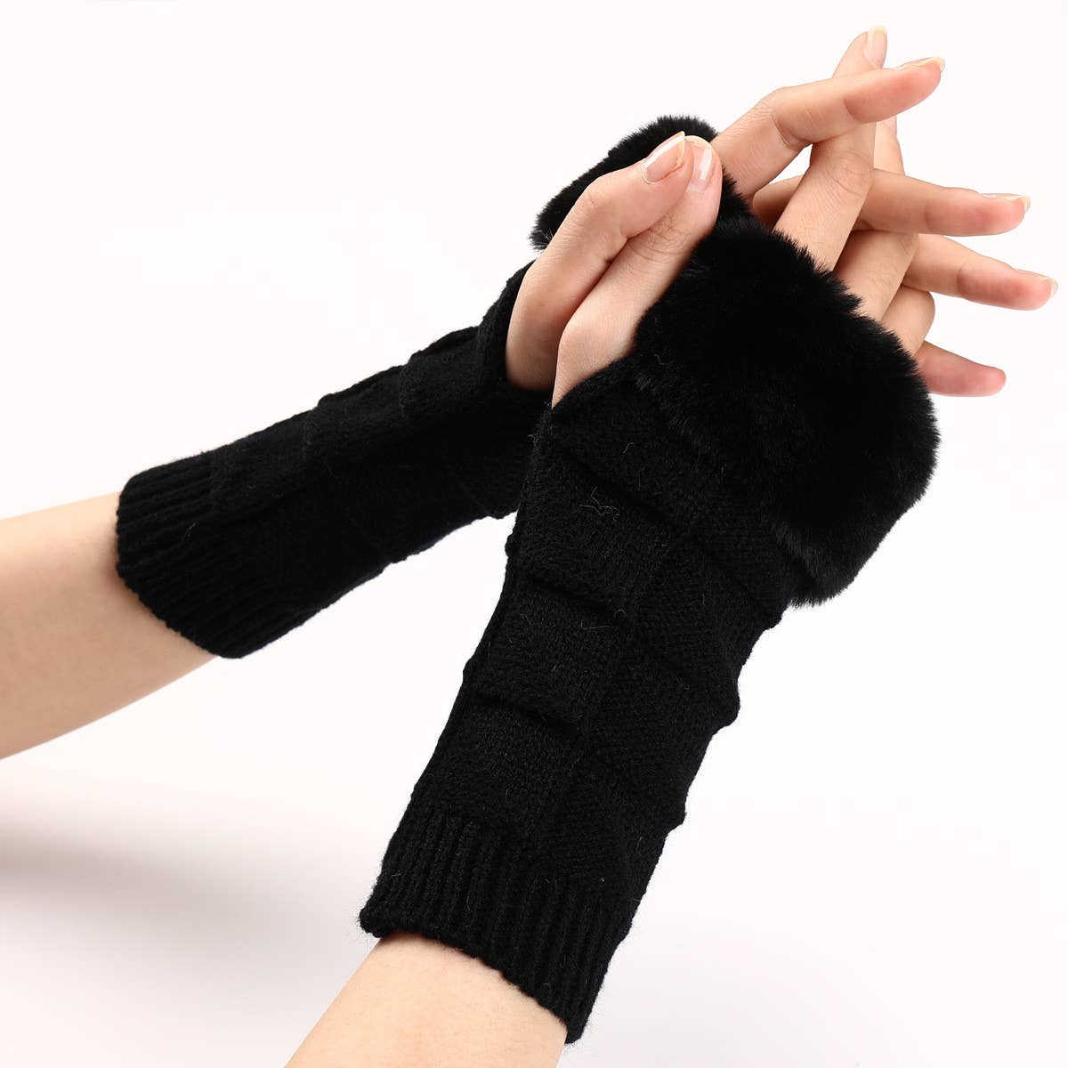 SIMPLE WARM KNITTED HALF-FINGER GLOVES_CWAG0111