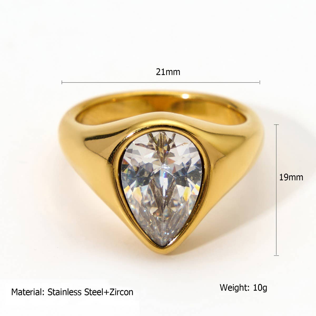 Designer Steel Ring with Zircon & Irregular Shape