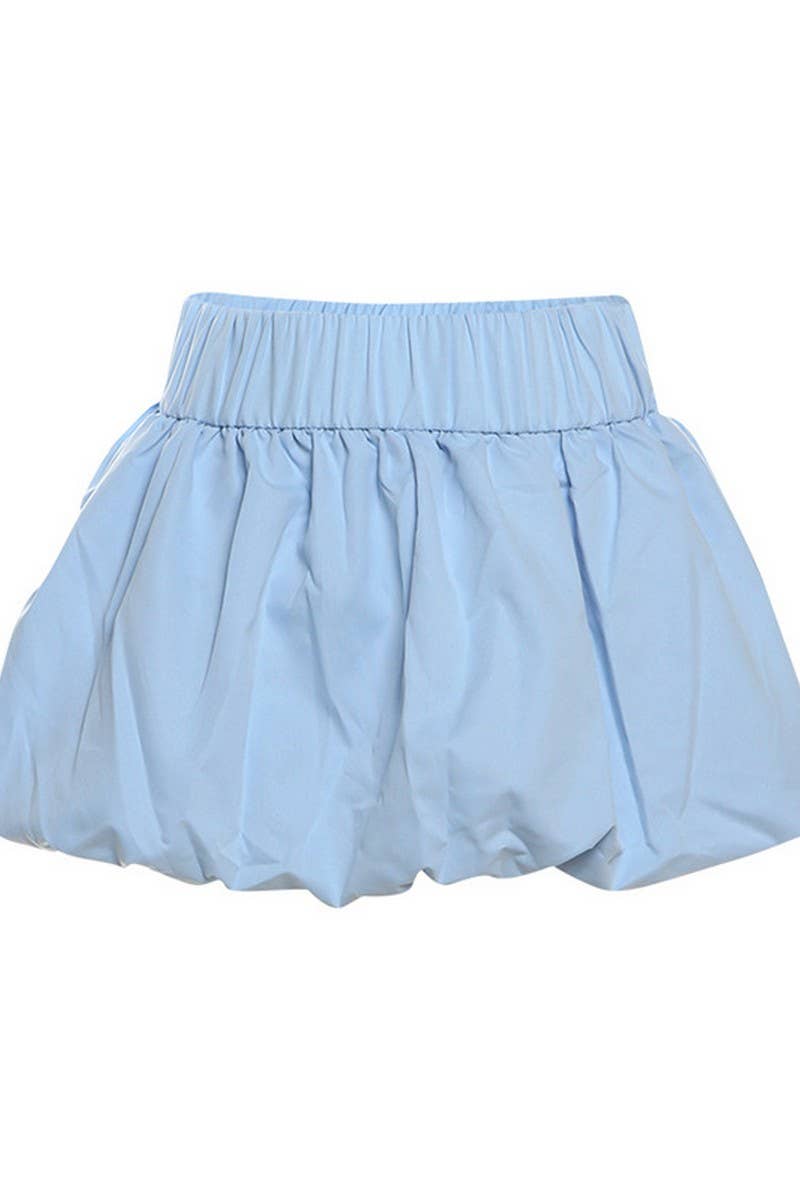 CWBSS0351_SOLID COLOR HIGH WAIST BUBBLE MINI SKIRT