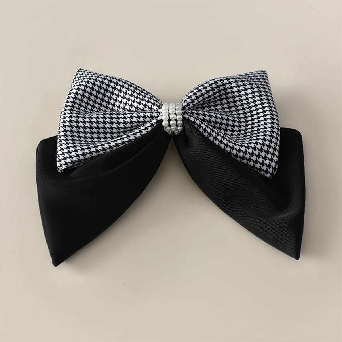 HOUNDSTOOTH FASHION BIG BOW HAIRPIN