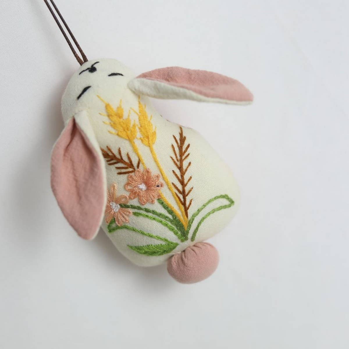 Handmade Wheat Blossom Bunny Plush Charm