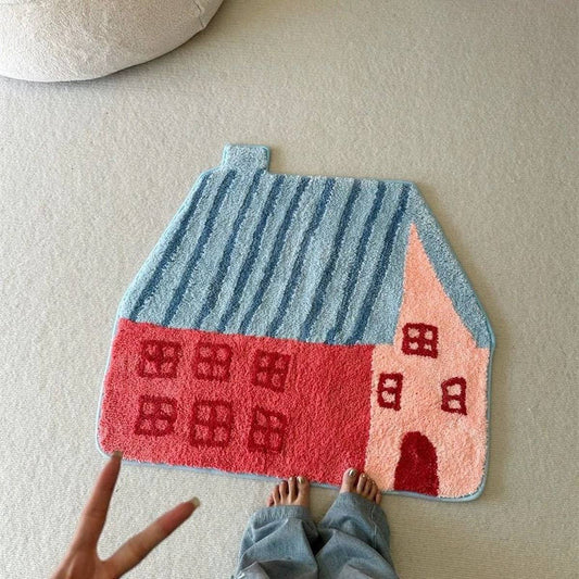 Cute House Plush Rug, Soft Mat for Kids' Bedroom