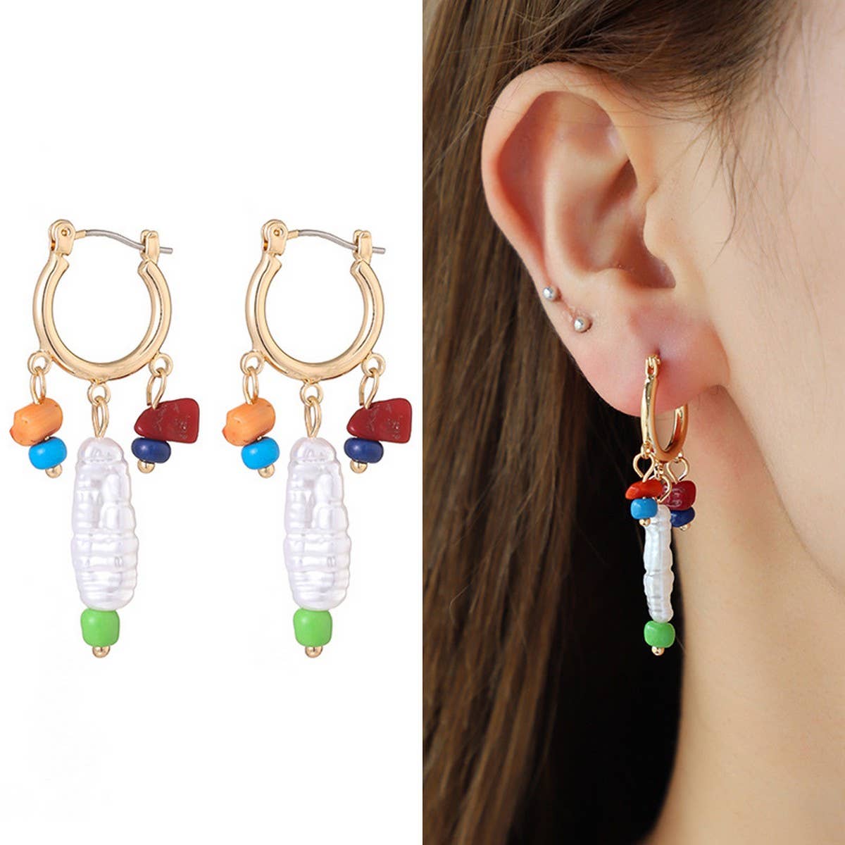 FASHION NATURAL STONE SHELL EARRINGS FOR WOMEN_CWAJE2955