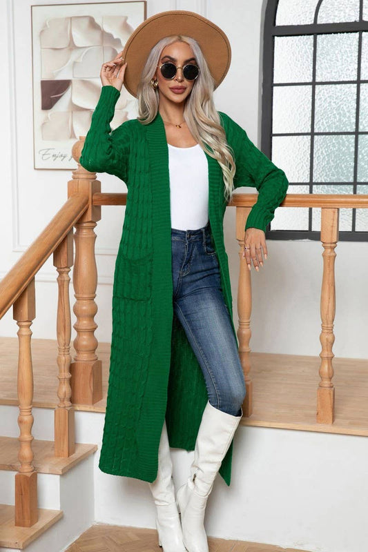 CWOCAL1167_KNITTED TWIST POCKET LONG CARDIGAN SWEATER