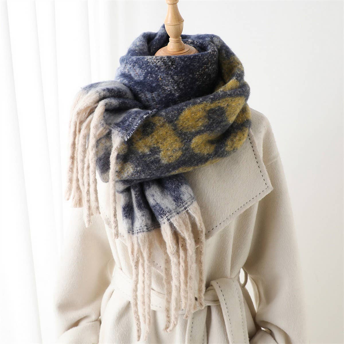 Colorful Leopard Gradient Scarf with Tassels