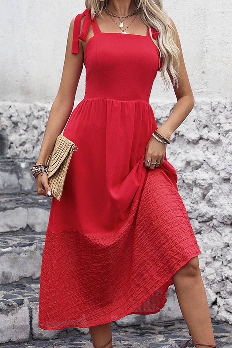 CWDMD2363_SLEEVELESS TIE ELEGANT DRESS