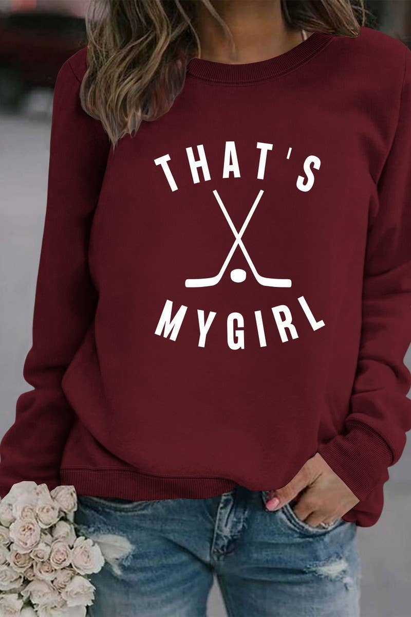 WOMEN HOCKEY GAME DAY PRINTING LONG SLEEVE TOP_CWTSTL0454