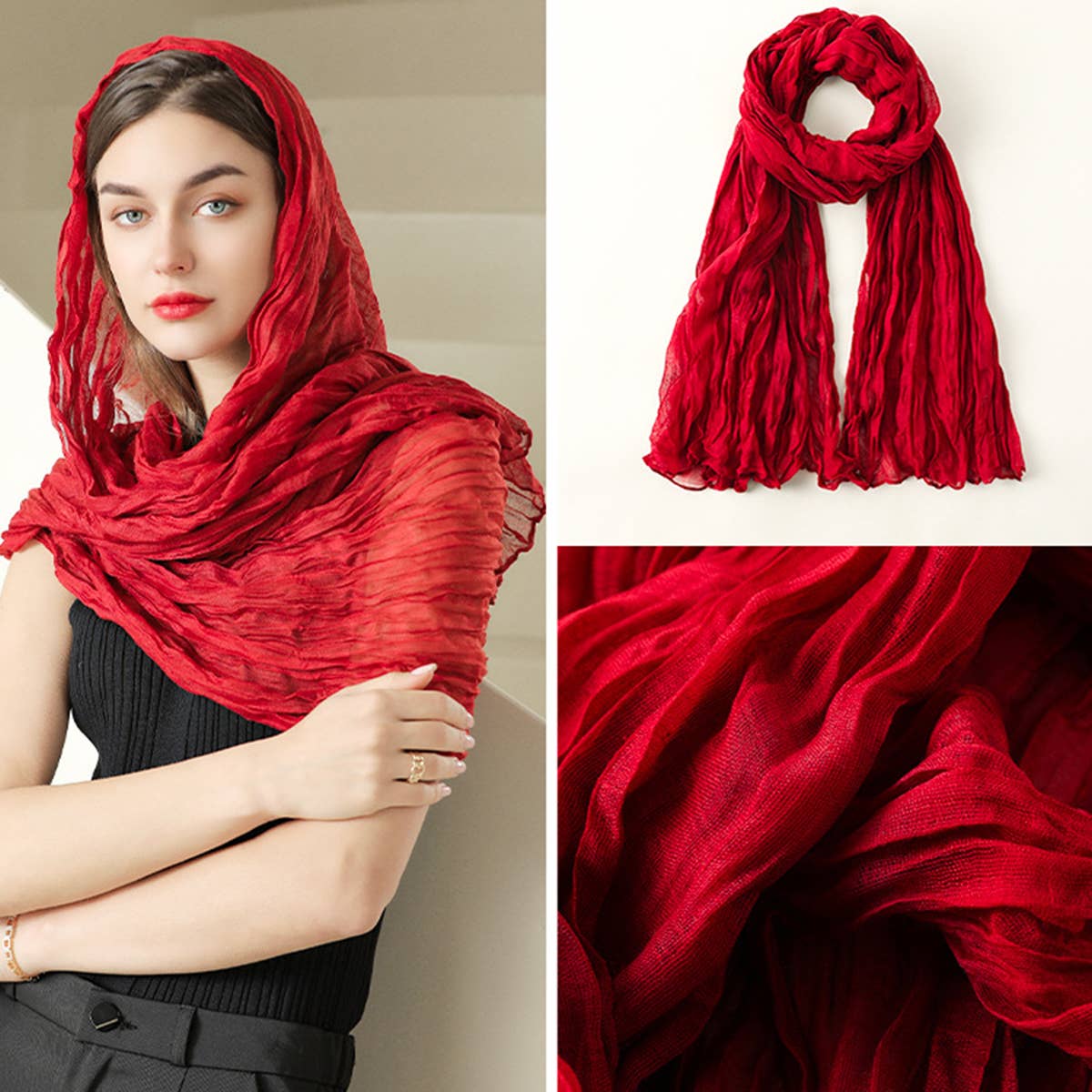 WOMEN COTTON SCARVES SOFT FASHION WRAP SHAWL