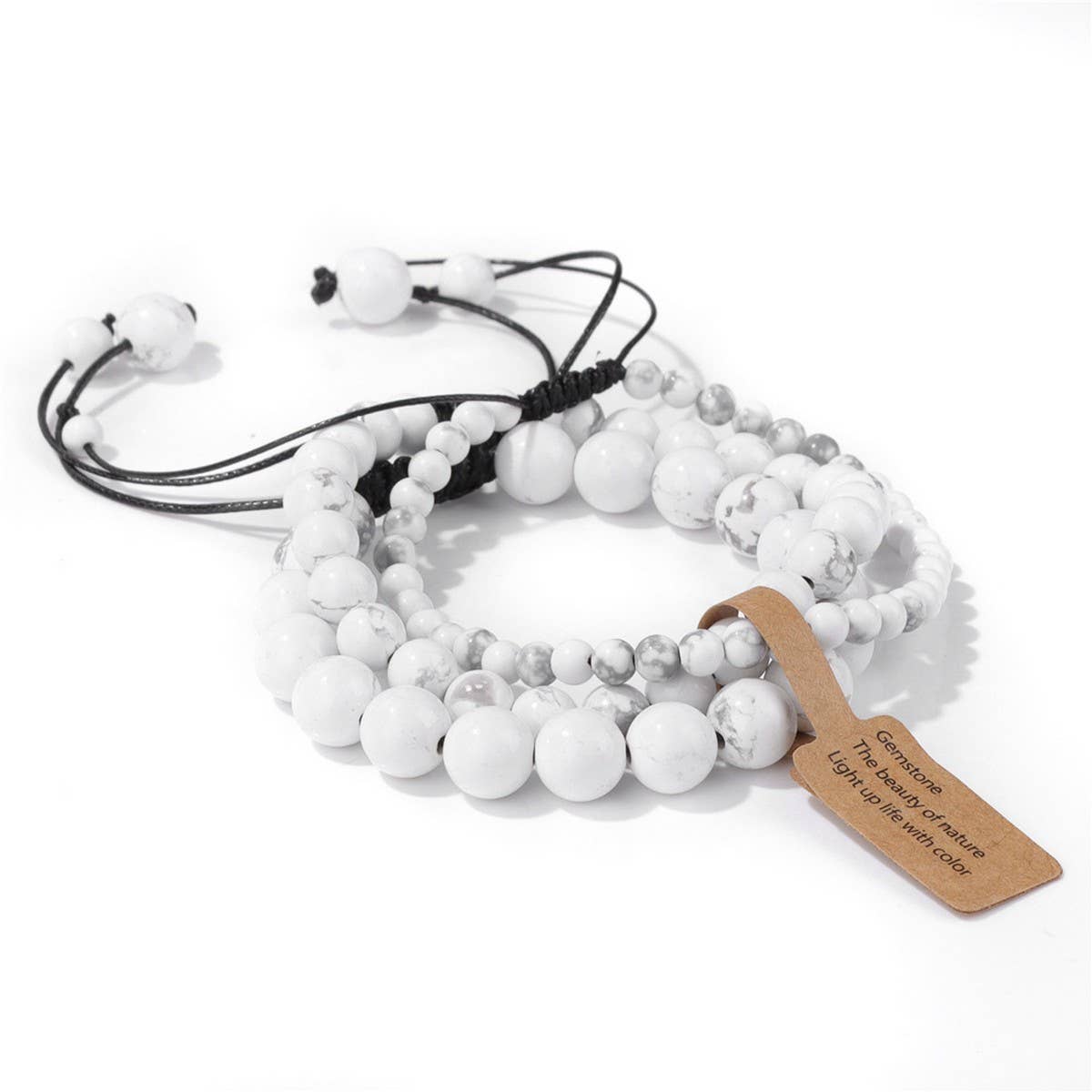 CWAJE4234_NATURAL STONE BEADS BRAIDED THREE-PIECE BRACELET