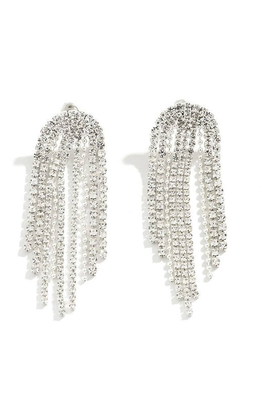 NICHE SIMPLE TASSEL MICRO SET RHINESTONE EARRINGS_CWAJE0016