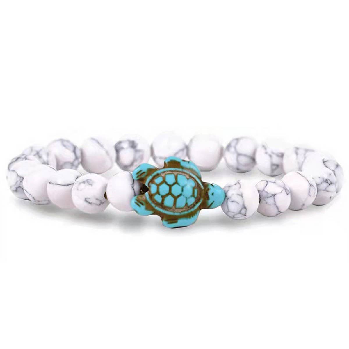 CWAJE3879_BEACH TURQUOISE TURTLE BEADED SIMPLE BRACELET