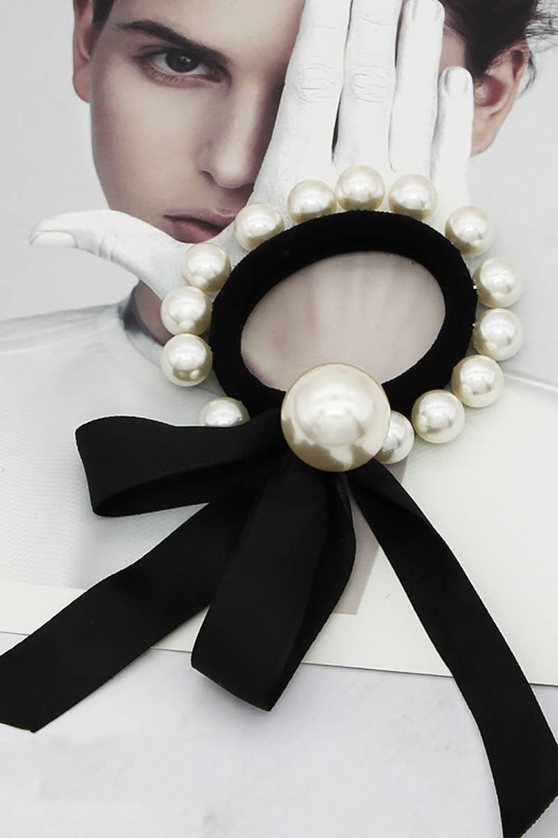 PEARL DECORATION SCRUNCHIES ELASTIC HAIR TIES_CWAHA0145