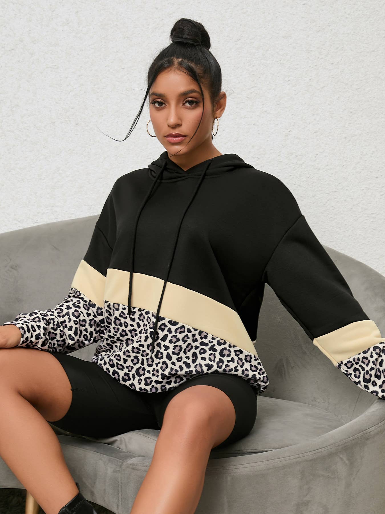 LEOPARD-PRINT HOODIE FASHION PULLOVER HOODIE