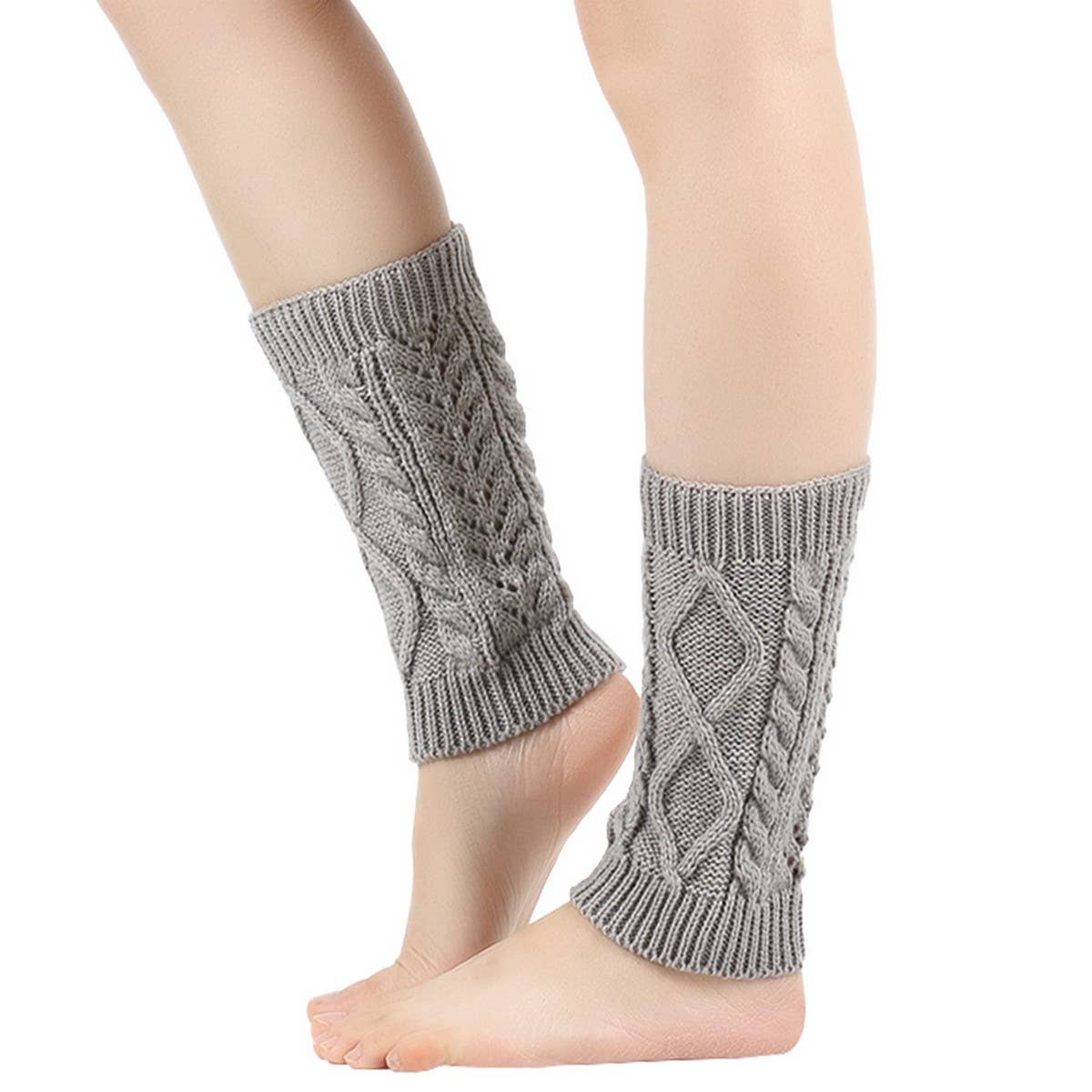 CWMS02678_CHUNKY KNIT DIAMOND BOOT CUFF LEG WARMERS