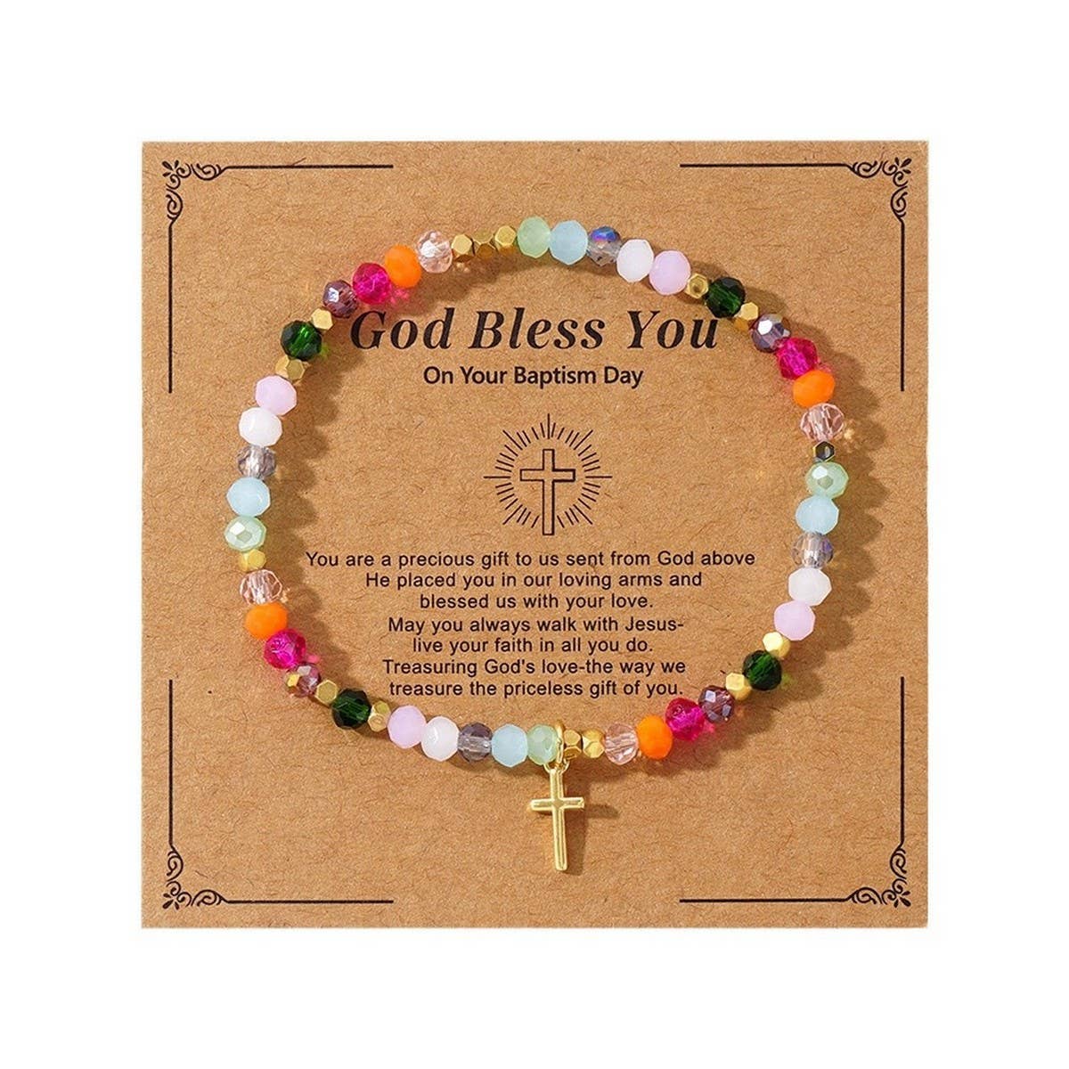 EASTER CARD CROSS BRACELET COLORFUL CRYSTALBRACELET_CWAB4631