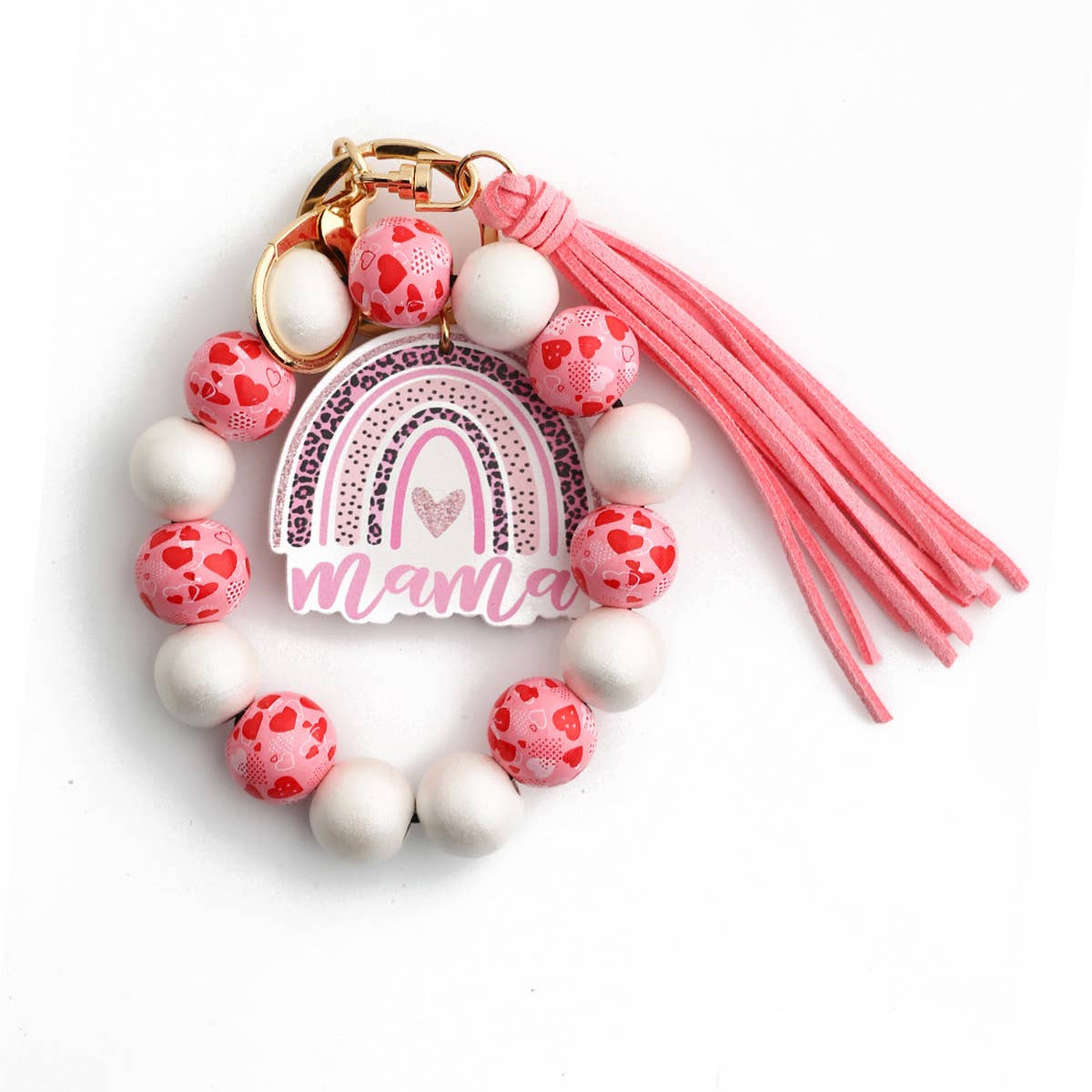WOODEN BEADS BRACELET SPOT BRACELET KEYCHAIN_CWMM1299