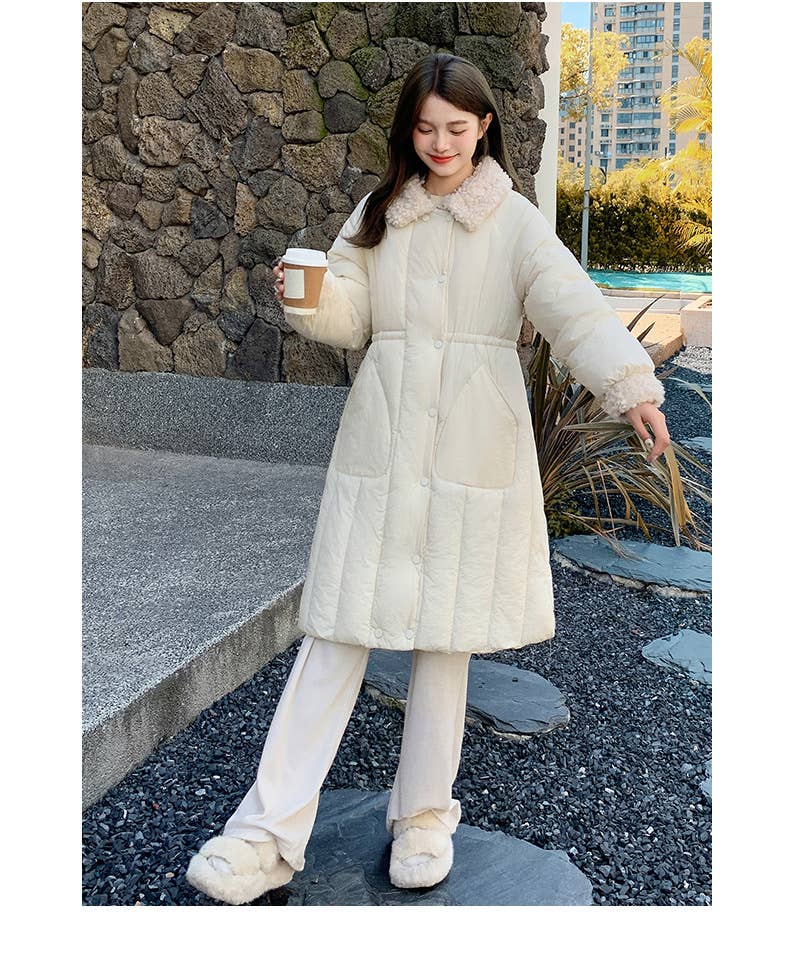 Long single breasted cotton-padded jacket