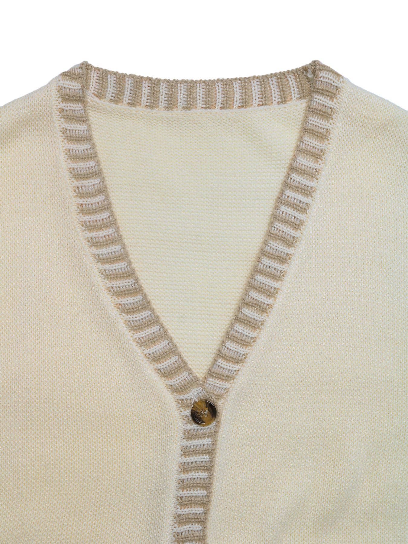 V-neck single-breasted sleeveless cardigan