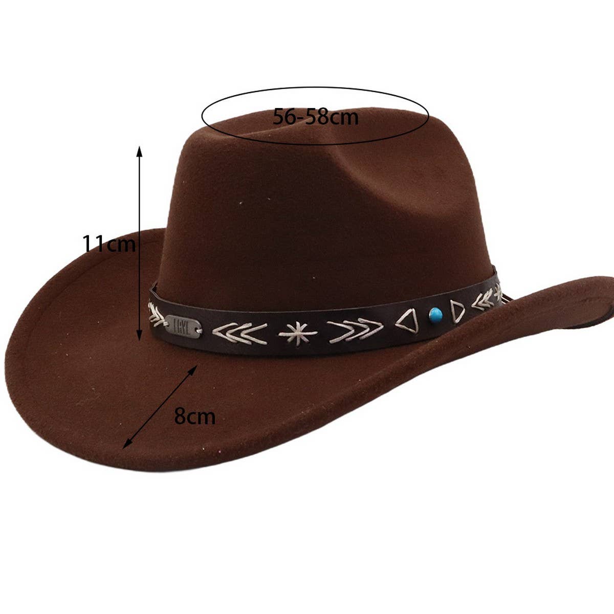 Men & Women Wool Cowboy Fedora Hat Ethnic Style_CWAH04498