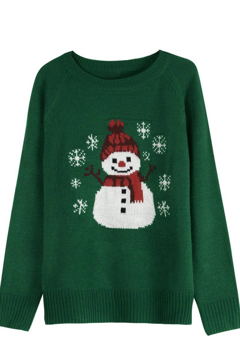 CWOSWL07364_CHRISTMAS SNOWMAN EMBROIDERED PULLOVER SWEATER