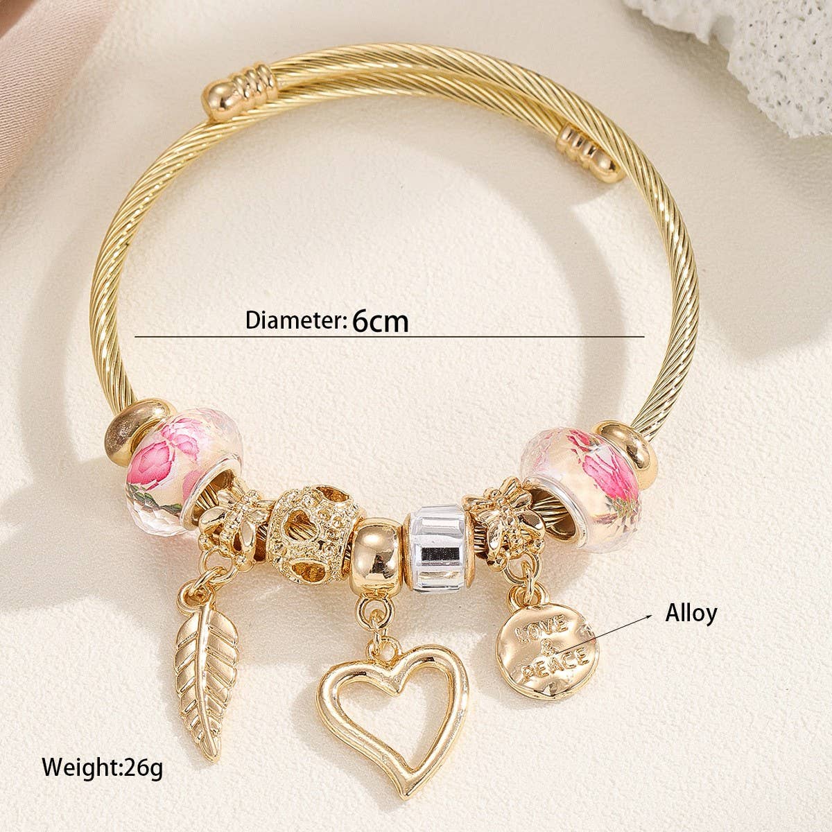 Fashion Gold Steel Bracelet, Fade-Resistant_CWMM8484