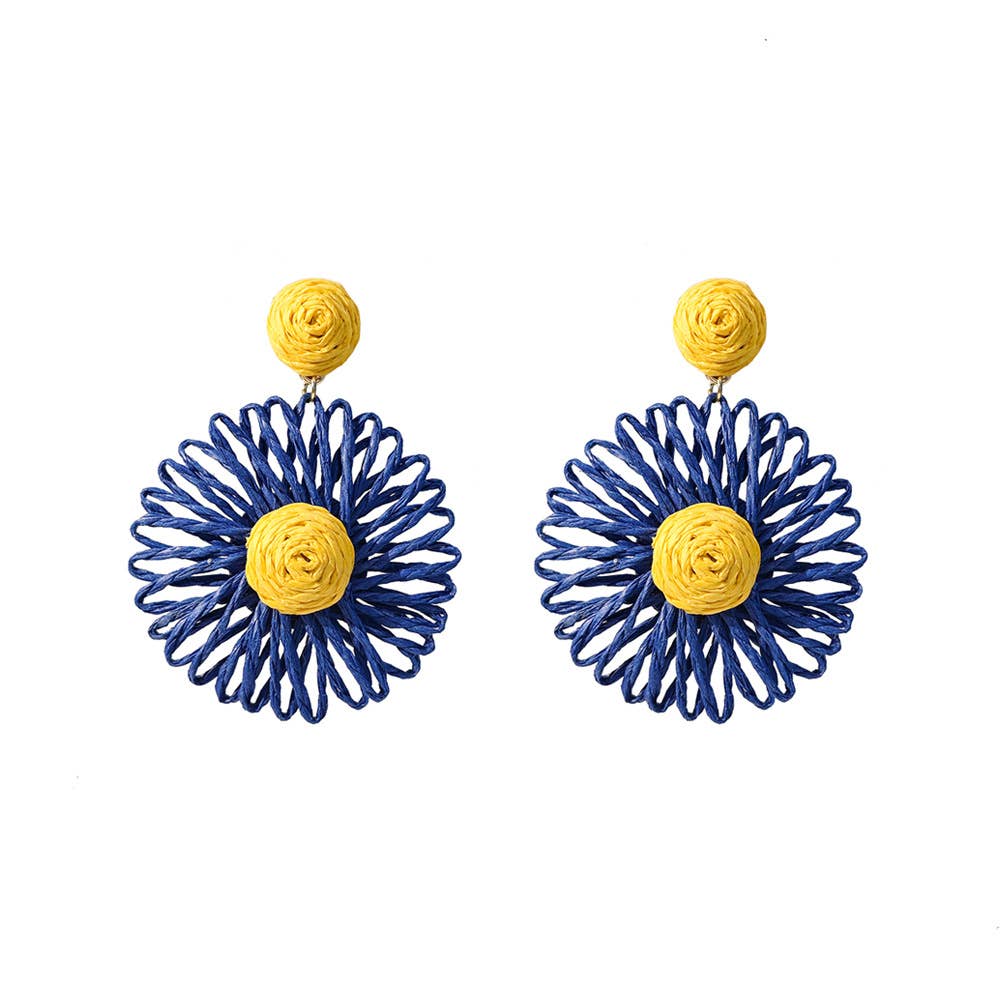 Bohemian vacation woven Raffia grass earrings