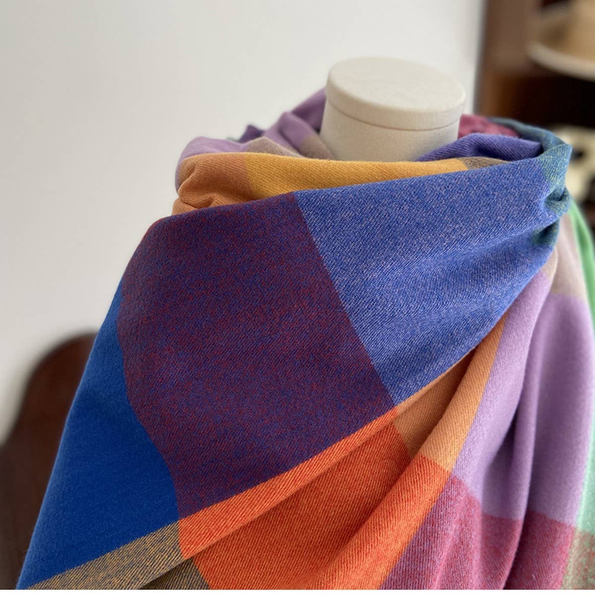 Warm Plaid Scarf Shawl for Women--Soft Winter Wrap