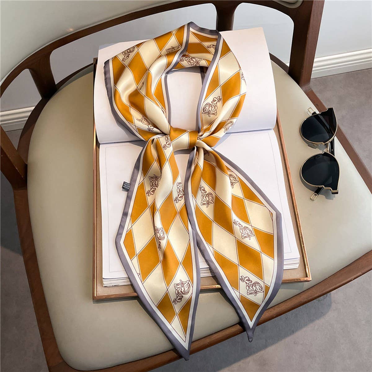 Skinny Silk Scarf for Hair, Neck or Bag Wrap_CWASC1512🎗️