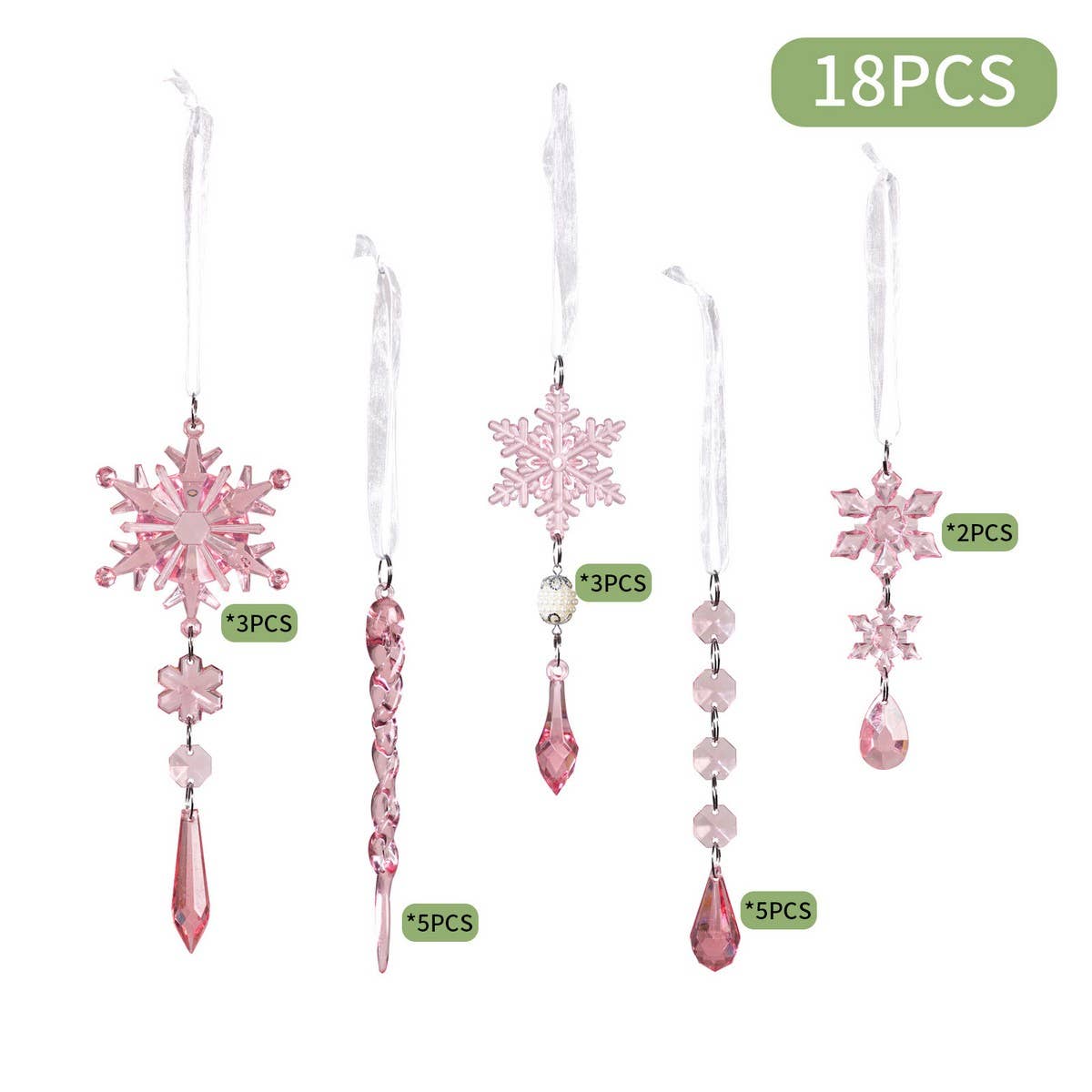 CWMM10176_ACRYLIC ICICLE SNOWFLAKE BAUBLE CHRISTMAS ORNAMENT