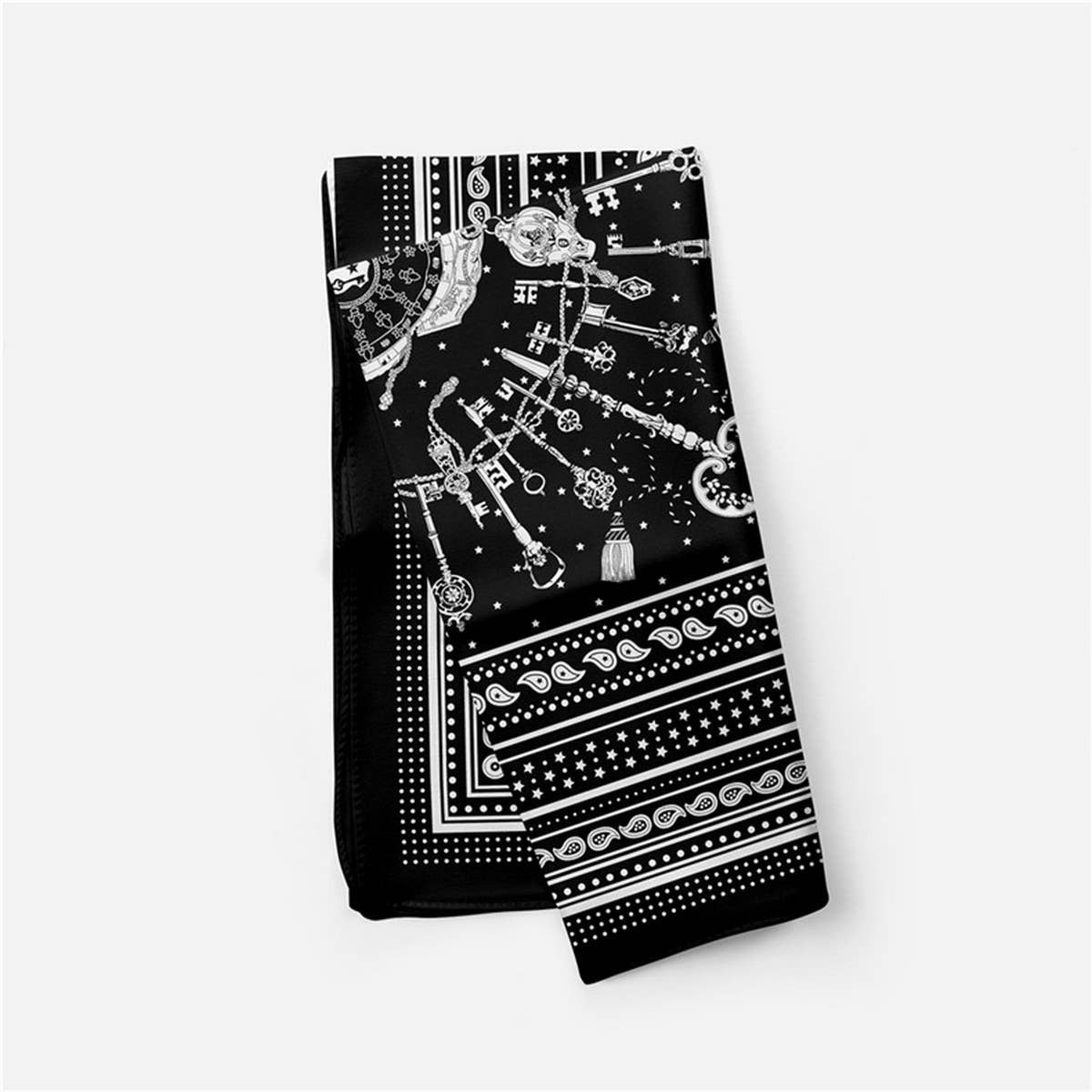 Faux Silk Paisley Print Scarf - Vintage Neck Wrap