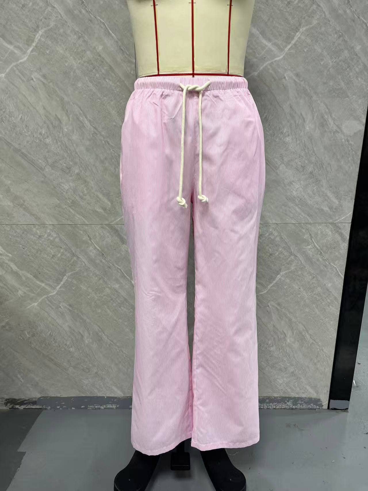 Casual lace-up fashionable loose wide-leg pants