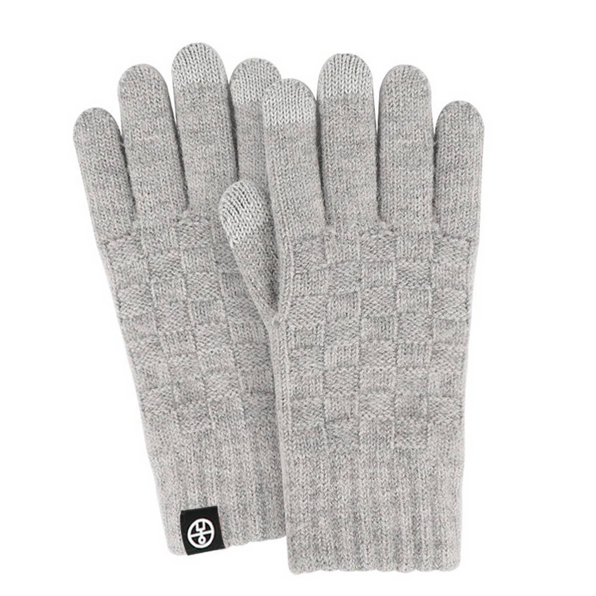 WINTER WOOLEN CHECKERED TOUCH SCREEN GLOVES_CWAG0409