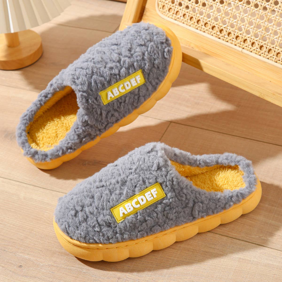 HOUSEHOLD NON-SLIP LETTER WARM COTTON SLIPPERS