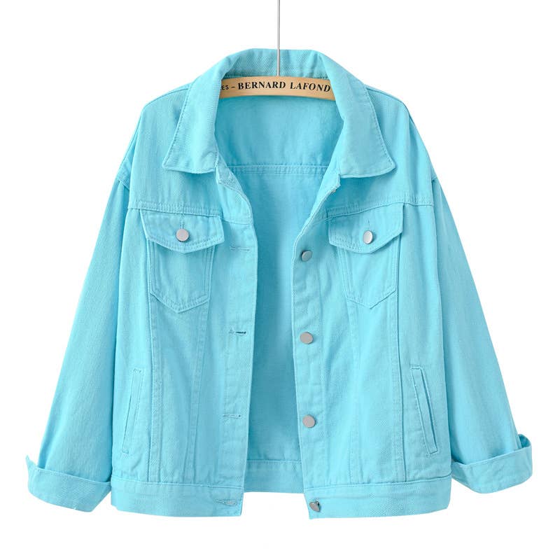 Solid color slim cropped denim jacket casual jacket