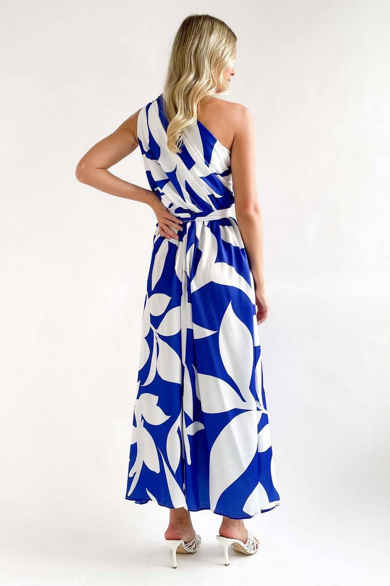 CWDMD1611_SLANT SHOULDER SLEEVELESS SEXY PRINT MAXI DRESS