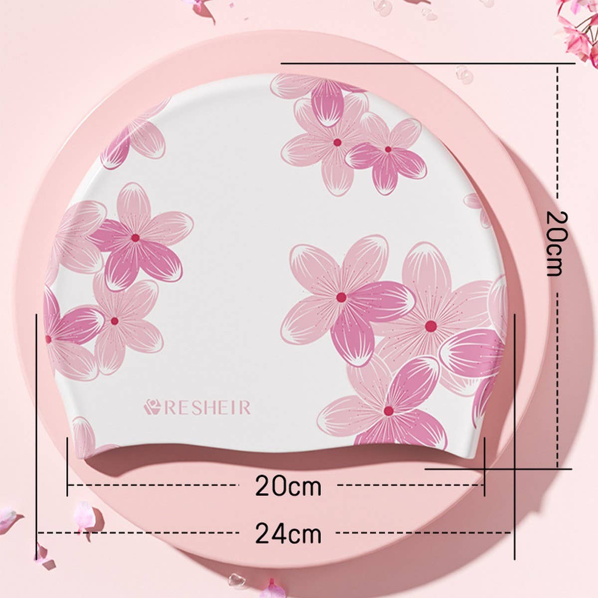 Fashion Silicone Swim Cap with Large Print_CWMM6709