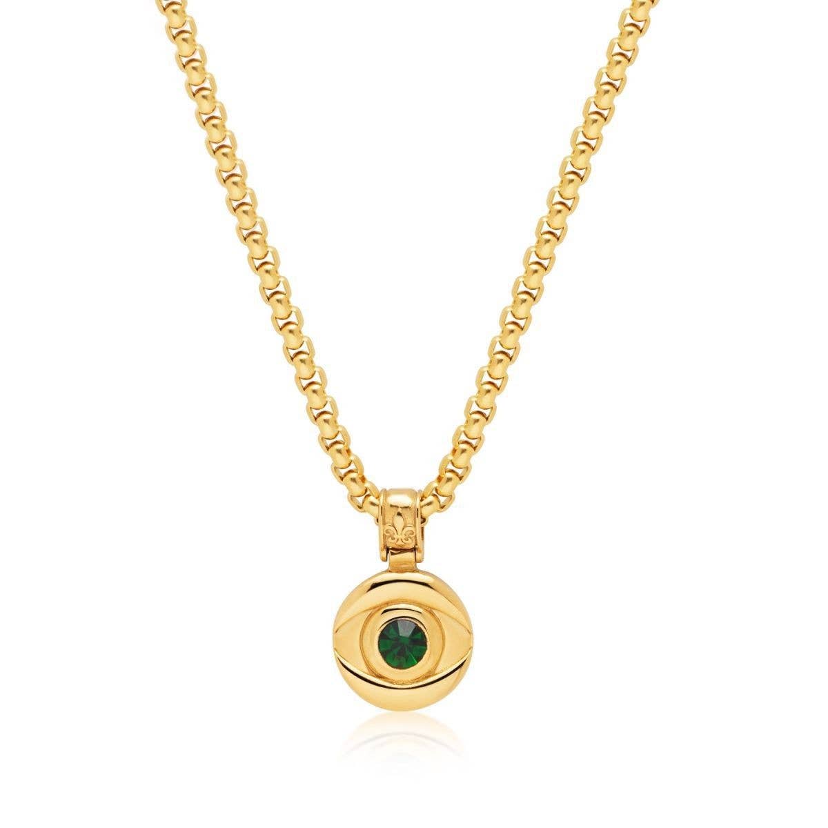 Zirconia Devil's Eye Clavicle Necklace_CWMM5340