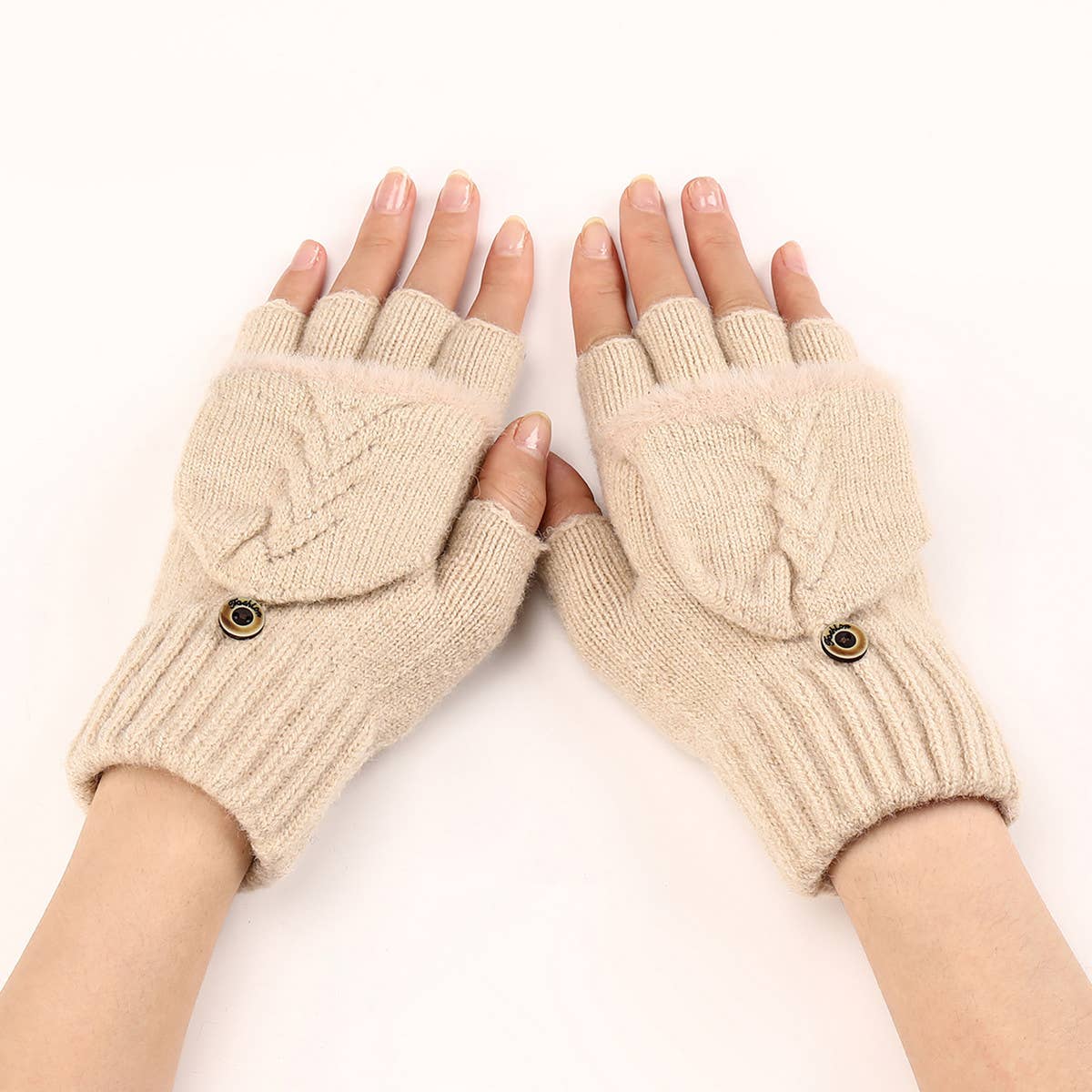 FLAP RAW EDGE AUTUMN SHORT GLOVES_CWAG0099