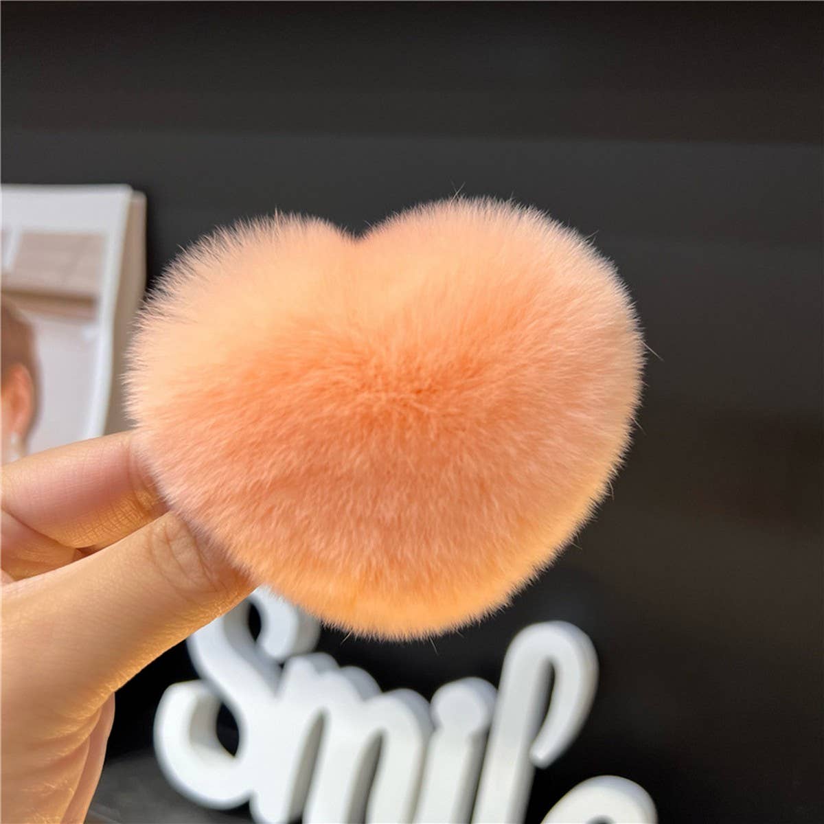 Cute Rex Rabbit Heart Hair Clip - Fluffy BB Pin