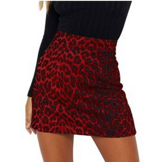 SEXY LEOPARD PRINT HIGH WAIST SUEDE HIP SKIRT