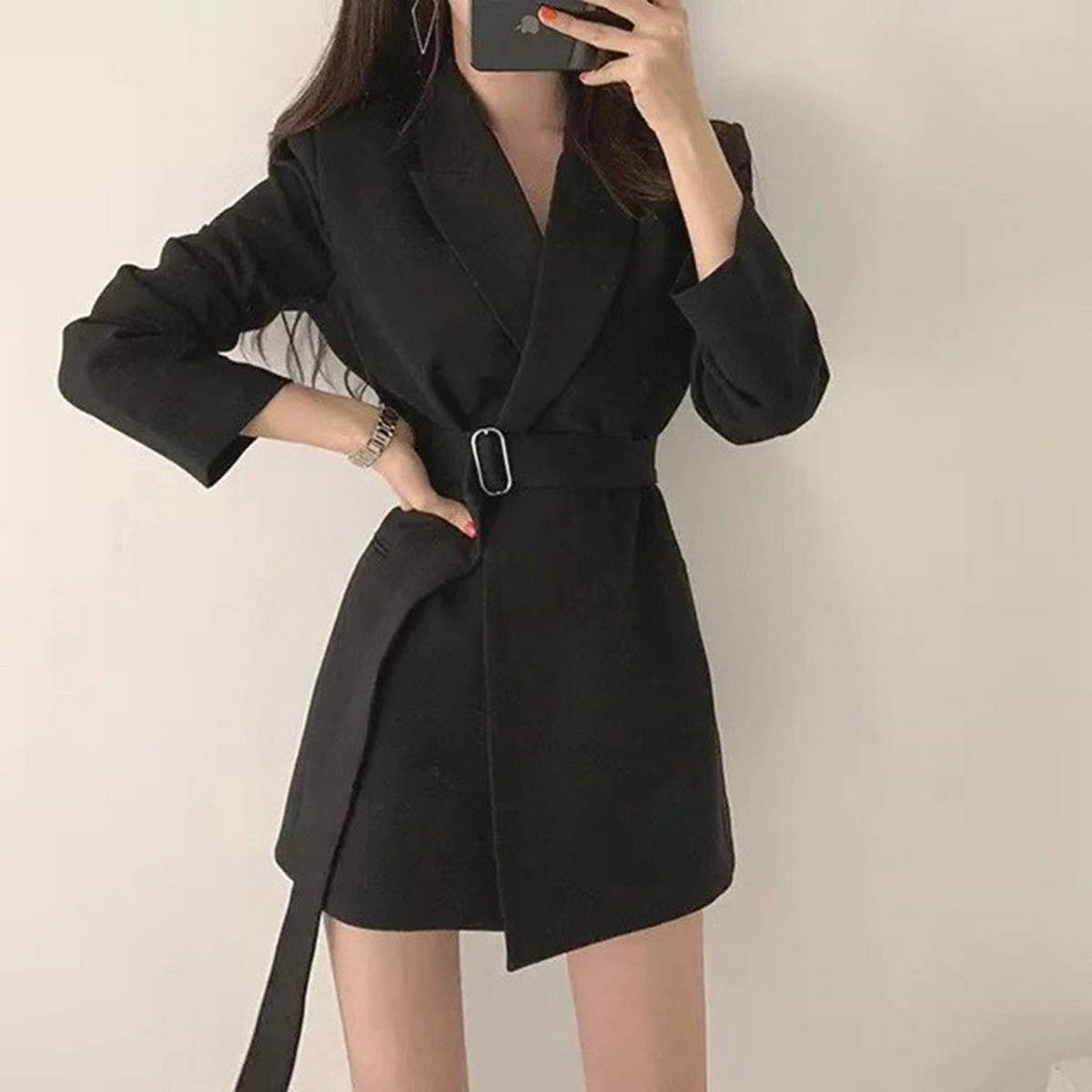 Vintage belted casual blazer