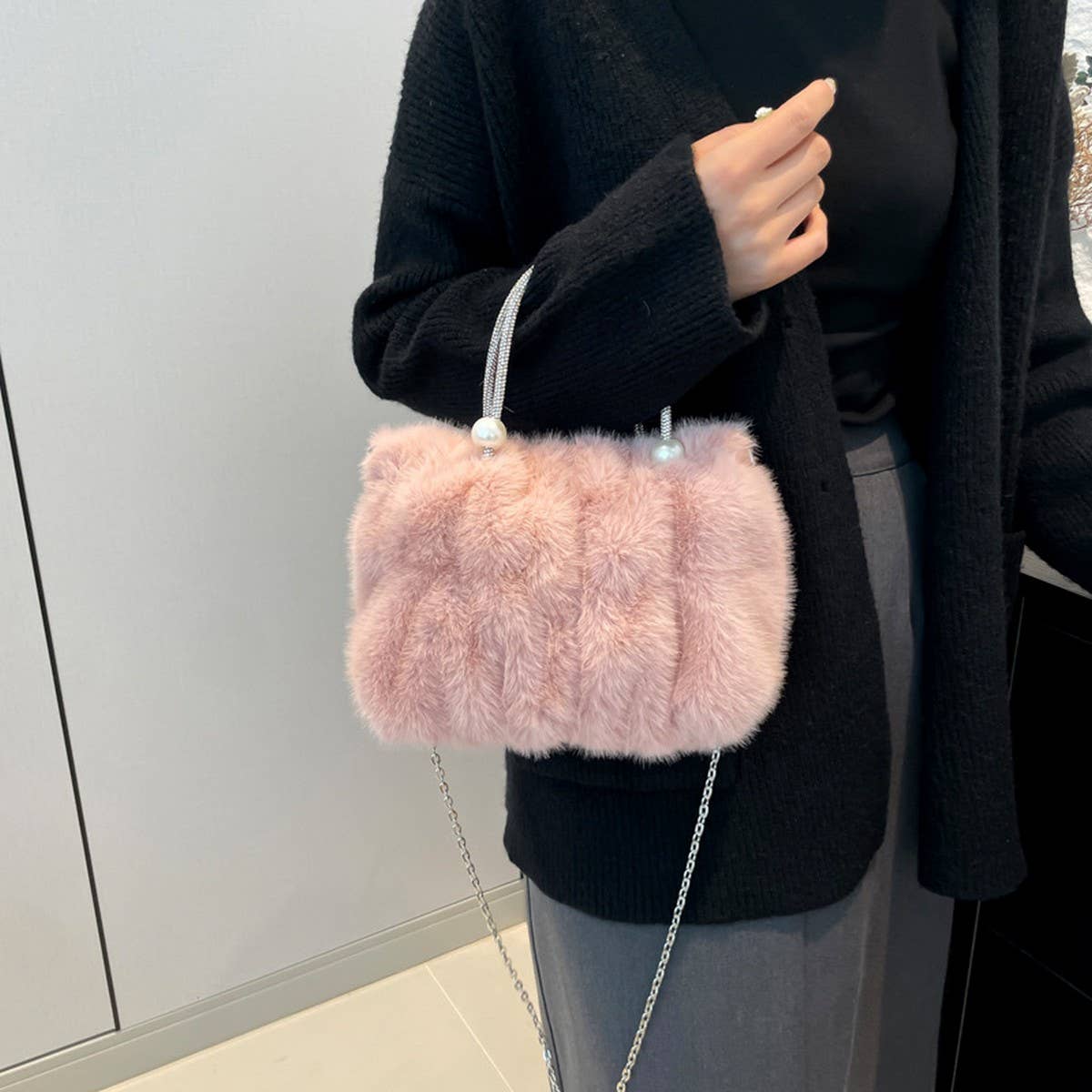 WINTER PLEATED CLOUD BAG CROSSBODY PLUSH BAG_CWAB3922