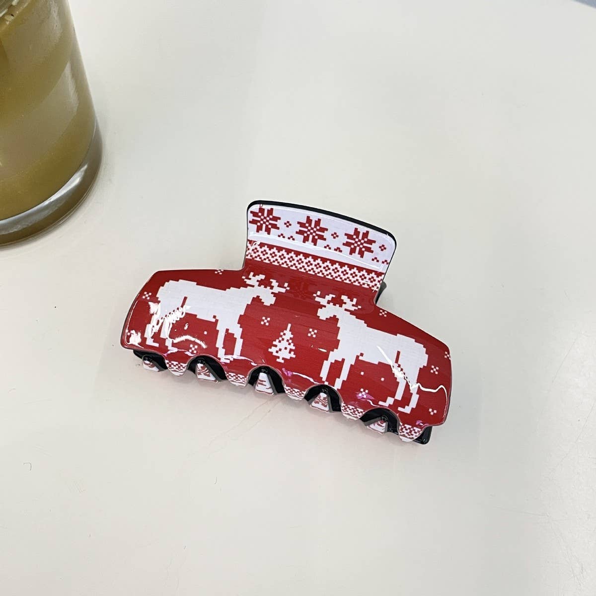 Christmas Reindeer Snowflake Hair Clip Shark Clip