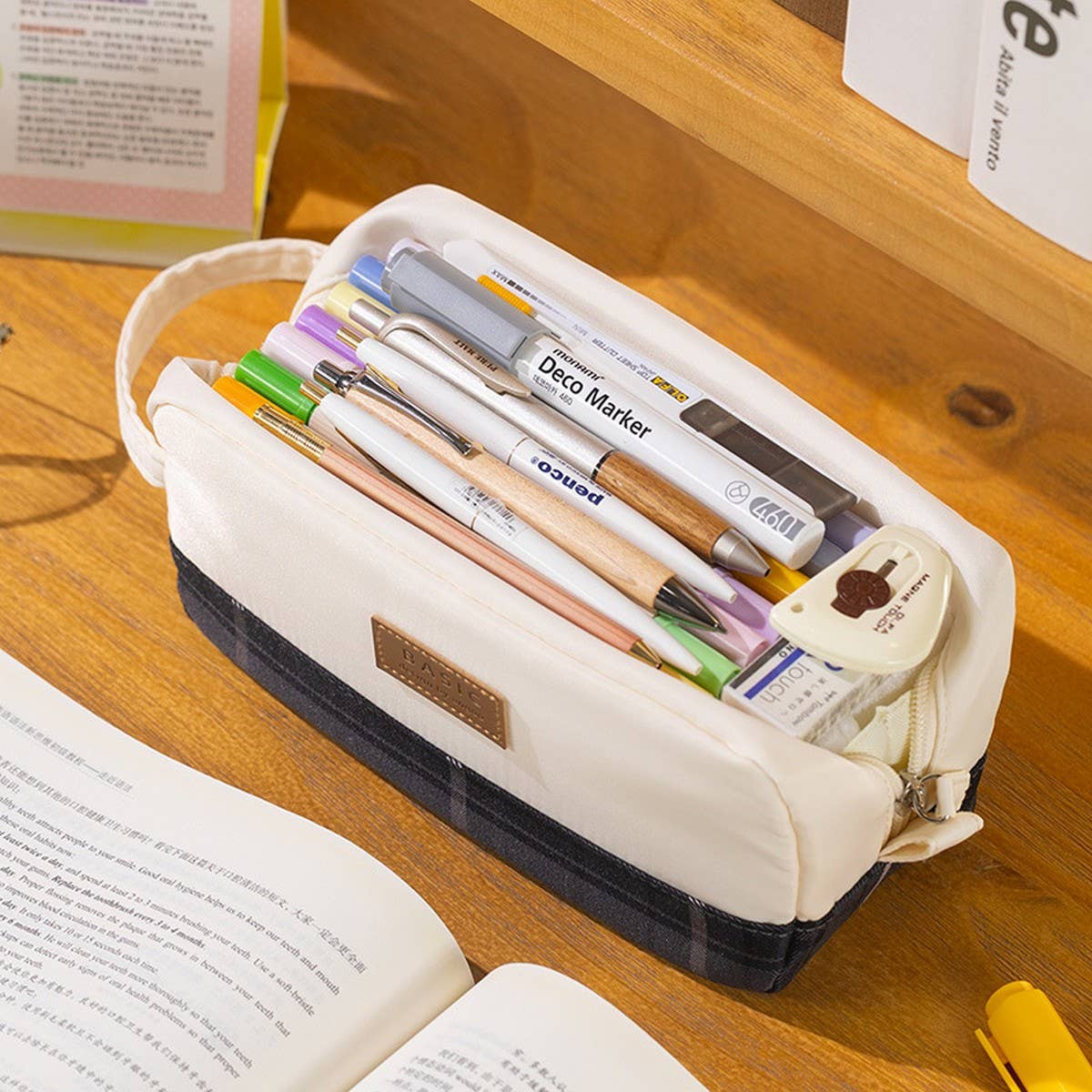 LARGE SQUARE MULTI-LAYER PENCIL CASE