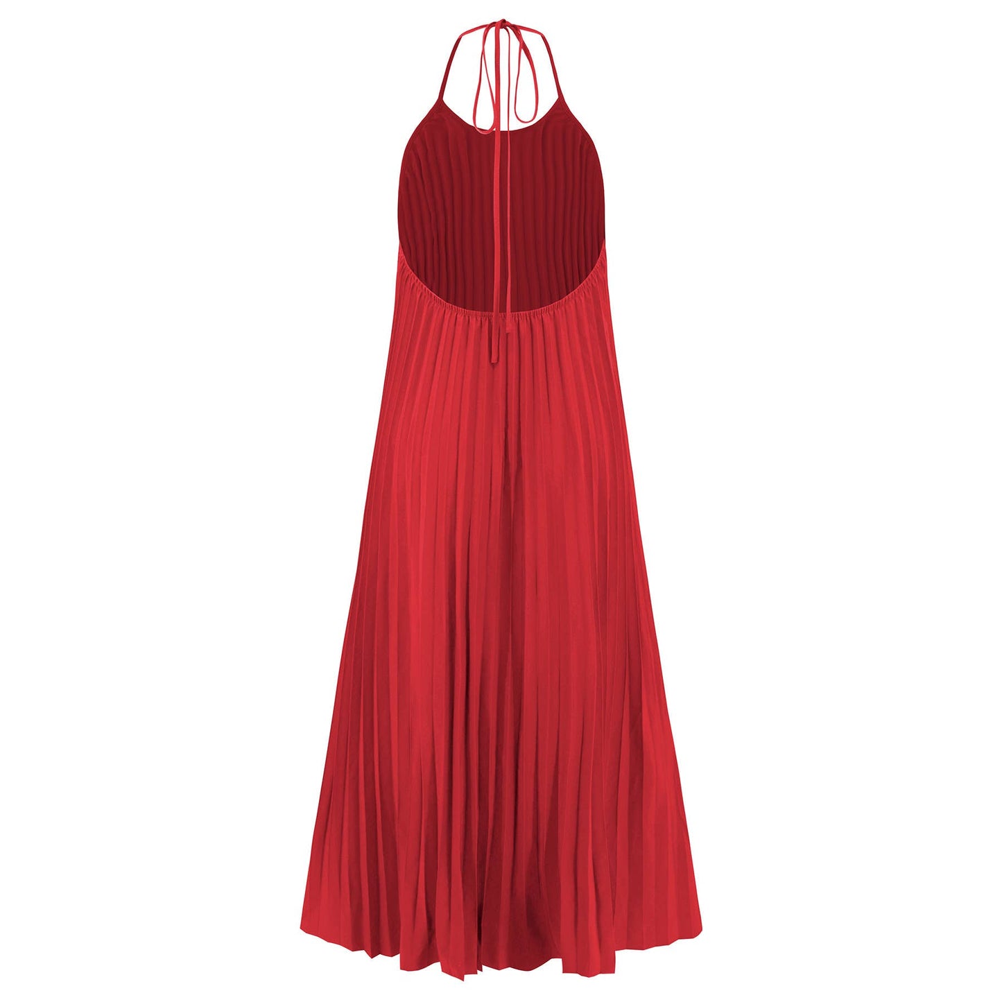 Pleated A-Line Maxi Dress for Beach Vacation