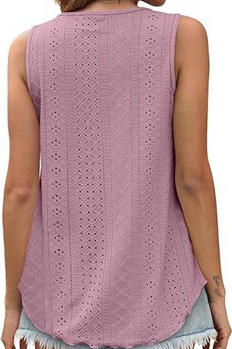 Cwttsl0235_Round Neck Sleeveless Knit Top