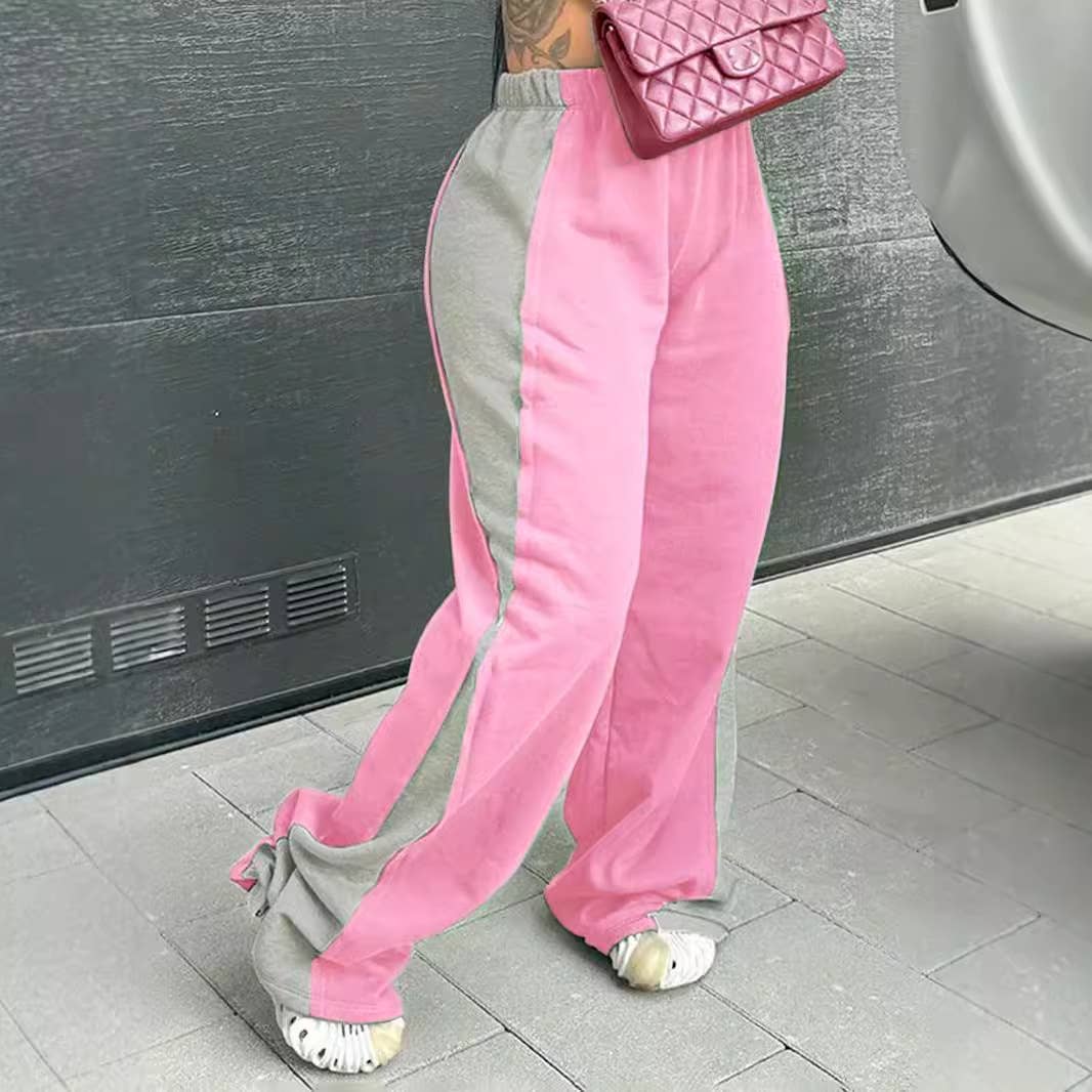 ELASTIC-WAISTED COLOR-MATCHED WIDE-LEG PANTS