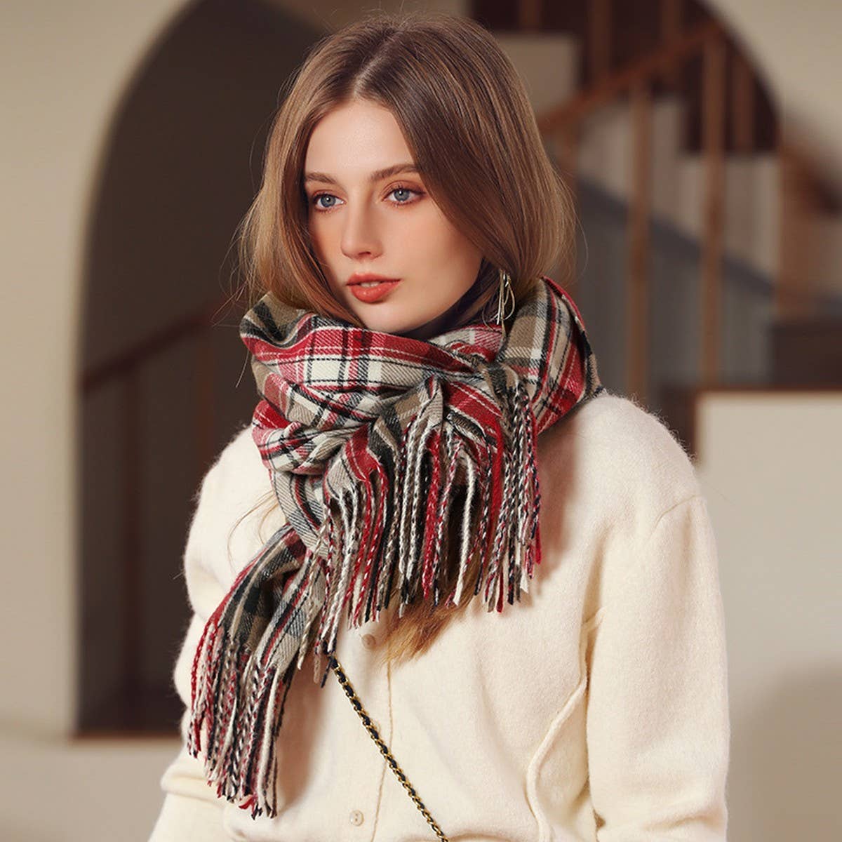 Plaid Winter Scarf Wrap ??Soft Street Style Shawl_CWASC1050